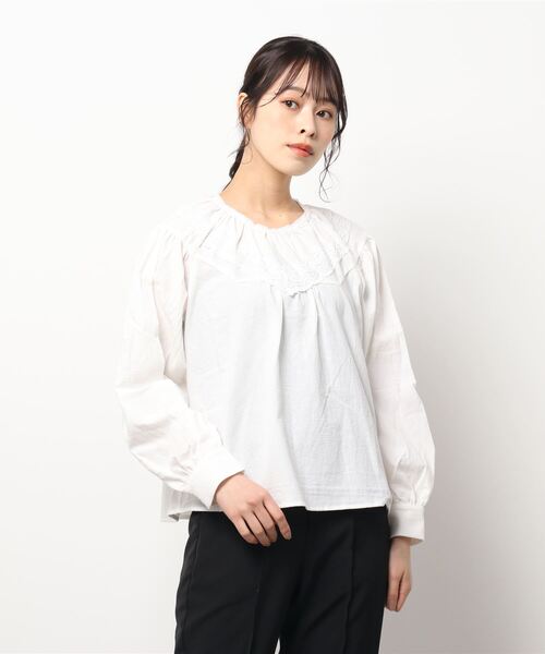 Samansa Mos2（サマンサ モスモス）の「切替レースブラウス（シャツ/ブラウス・レディース・ラベンダー/ブラック/オフホワイト・ﾌﾘ-）」の6枚目の写真