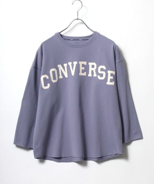 CONVERSE（コンバース）の「CONVERSE（コンバース）アーチロゴプリントワイドロンT（Tシャツ/カットソー・レディース・グレー/オフホワイト/モカ/ラベンダー/ライトカーキ/スミクロ・M/L）」の6枚目の写真