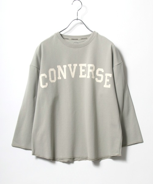 CONVERSE（コンバース）の「CONVERSE（コンバース）アーチロゴプリントワイドロンT（Tシャツ/カットソー・レディース・グレー/オフホワイト/モカ/ラベンダー/ライトカーキ/スミクロ・M/L）」の5枚目の写真