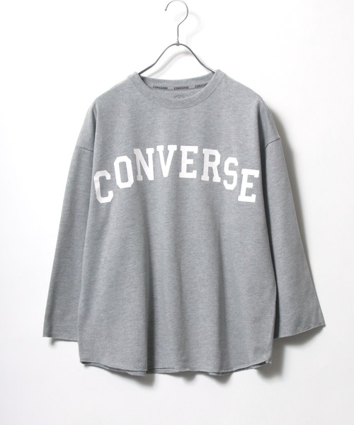 CONVERSE（コンバース）の「CONVERSE（コンバース）アーチロゴプリントワイドロンT（Tシャツ/カットソー・レディース・グレー/オフホワイト/モカ/ラベンダー/ライトカーキ/スミクロ・M/L）」の3枚目の写真