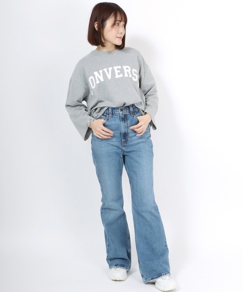 CONVERSE（コンバース）の「CONVERSE（コンバース）アーチロゴプリントワイドロンT（Tシャツ/カットソー・レディース・グレー/オフホワイト/モカ/ラベンダー/ライトカーキ/スミクロ・M/L）」の19枚目の写真