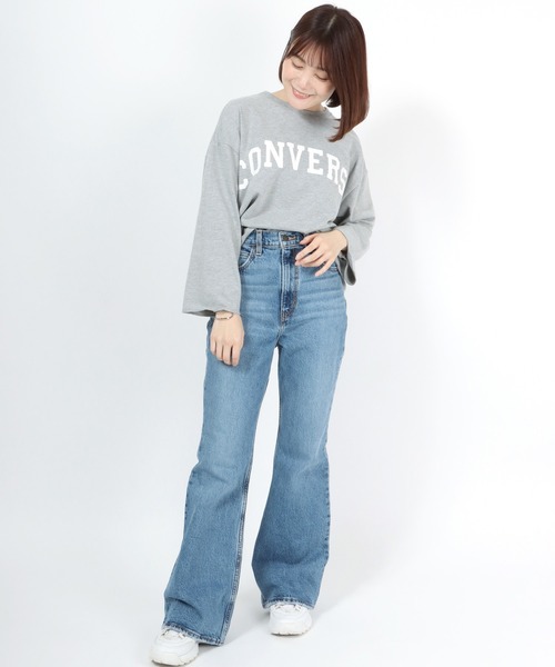 CONVERSE（コンバース）の「CONVERSE（コンバース）アーチロゴプリントワイドロンT（Tシャツ/カットソー・レディース・グレー/オフホワイト/モカ/ラベンダー/ライトカーキ/スミクロ・M/L）」の20枚目の写真