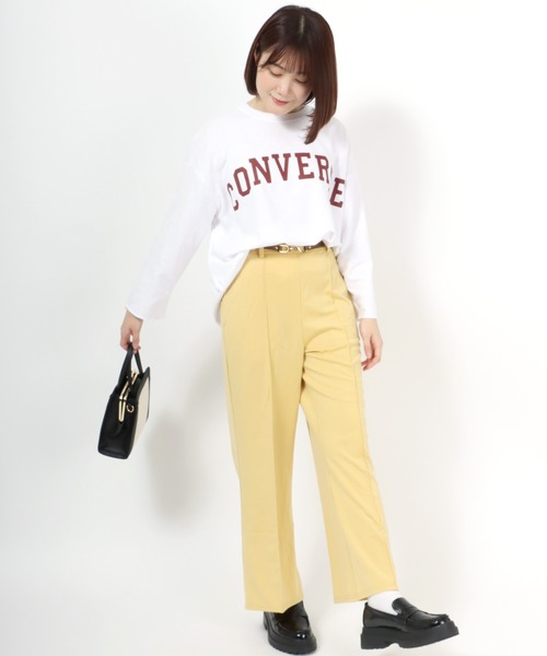 CONVERSE（コンバース）の「CONVERSE（コンバース）アーチロゴプリントワイドロンT（Tシャツ/カットソー・レディース・グレー/オフホワイト/モカ/ラベンダー/ライトカーキ/スミクロ・M/L）」の12枚目の写真