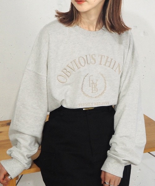 tiptop(ティップトップ)の「エンブレムロゴ刺繍BIGスウェット/トレーナー(スウェット・レディース・ライトグレー/グリーン/ネイビー/ピンク/ブラック/グレー/ブルー・FREE)」の18枚目の写真