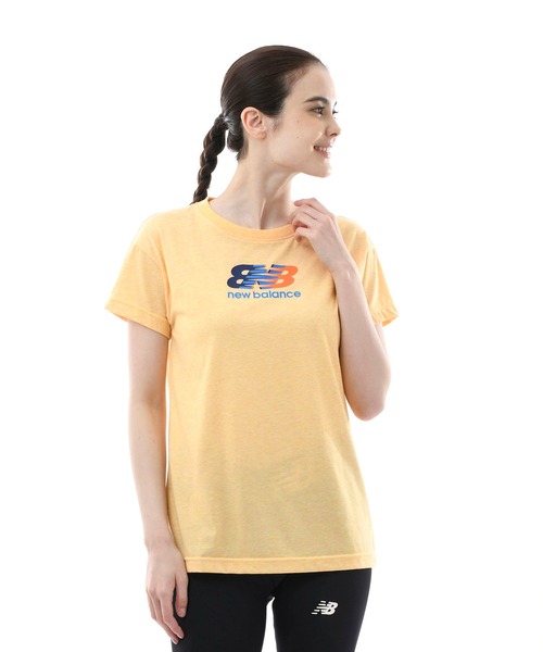 NEW BALANCE(ニューバランス)の「Relentless ノベルティクルーショートスリーブTシャツ(Tシャツ/カットソー・レディース・ライトブルー/スモークピンク/ブラック×ホワイト/イエロー系・X-LARGE/LARGE/MEDIUM/SMALL)」の4枚目の写真