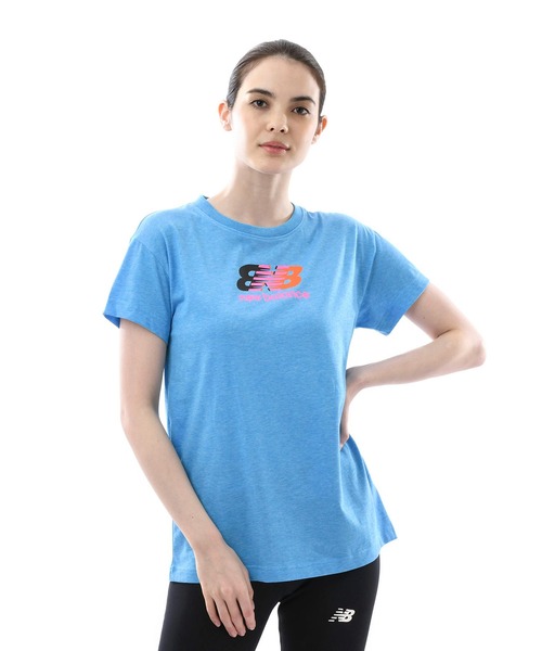 NEW BALANCE(ニューバランス)の「Relentless ノベルティクルーショートスリーブTシャツ(Tシャツ/カットソー・レディース・ライトブルー/スモークピンク/ブラック×ホワイト/イエロー系・X-LARGE/LARGE/MEDIUM/SMALL)」の3枚目の写真