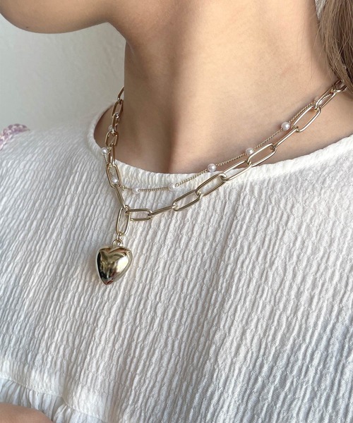 即納❤️‍❤️‍ゴールド ネックレス w closet（ダブルクローゼット）の「ハートモチーフ2WAYネックレス