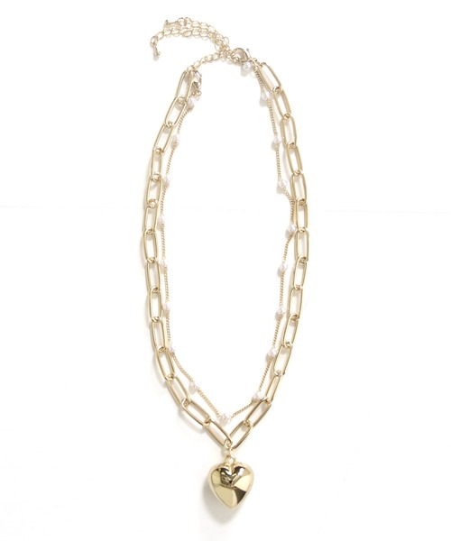 【完売品】Perfume closet 2wayネックレス（ゴールド金Mix） w closet（ダブルクローゼット）の「ハートモチーフ2WAYネックレス