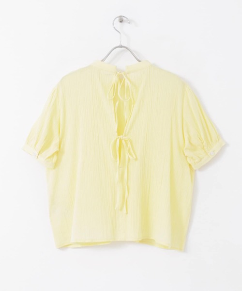 HEYUMM（ヘユム）の「バックリボンハイネックブラウス（シャツ/ブラウス・レディース・ブラック/オフホワイト/イエロー・ONE）」の7枚目の写真