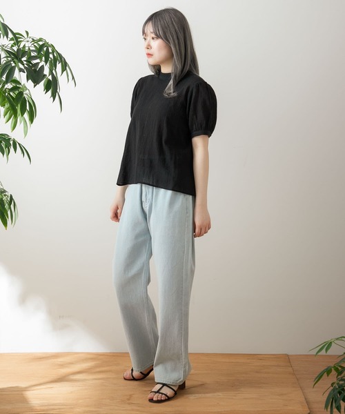 HEYUMM（ヘユム）の「バックリボンハイネックブラウス（シャツ/ブラウス・レディース・ブラック/オフホワイト/イエロー・ONE）」の14枚目の写真