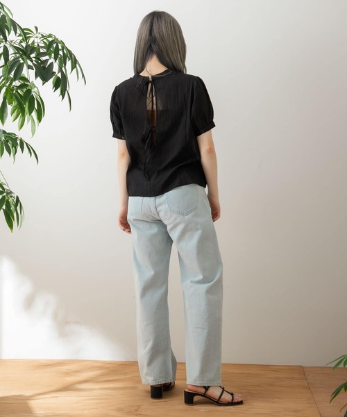 HEYUMM（ヘユム）の「バックリボンハイネックブラウス（シャツ/ブラウス・レディース・ブラック/オフホワイト/イエロー・ONE）」の15枚目の写真