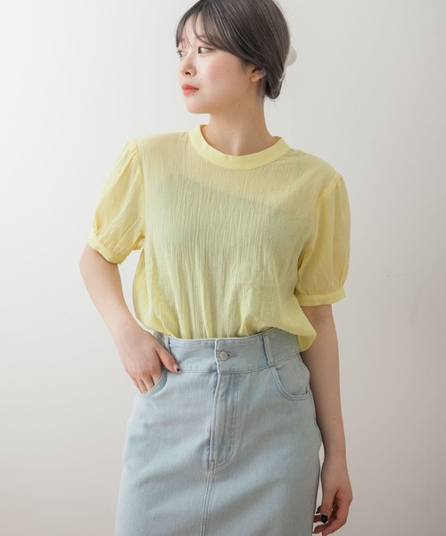 HEYUMM（ヘユム）の「バックリボンハイネックブラウス（シャツ/ブラウス・レディース・ブラック/オフホワイト/イエロー・ONE）」の16枚目の写真