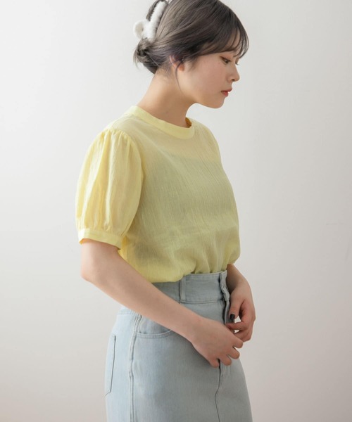 HEYUMM（ヘユム）の「バックリボンハイネックブラウス（シャツ/ブラウス・レディース・ブラック/オフホワイト/イエロー・ONE）」の17枚目の写真