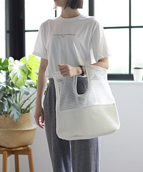 c.u.l(シーユーエル)の「【c.u.l】メッシュミニバッグ cula375(トートバッグ・レディース・ホワイト/ブラック・FREE)」の7枚目の写真