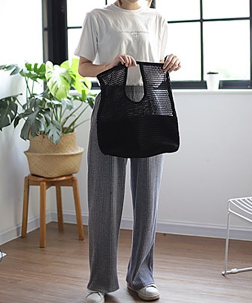 c.u.l(シーユーエル)の「【c.u.l】メッシュミニバッグ cula375(トートバッグ・レディース・ホワイト/ブラック・FREE)」の8枚目の写真