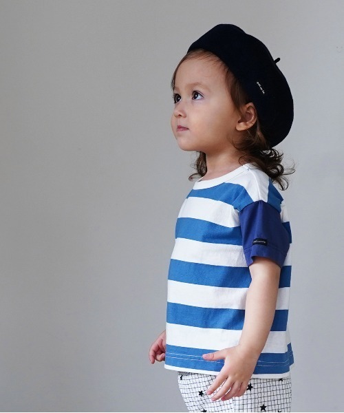 quoti use fith(クゥオティ ユース フィス)の「コットンボーダー 半袖 Tシャツ(Tシャツ/カットソー・キッズ・イエロー/ブラウン/ブルー・80/110/130/100/120/90)」の2枚目の写真