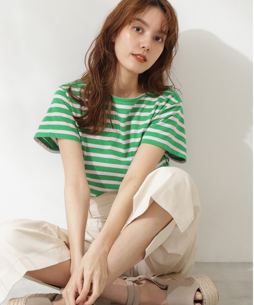 JILL STUART(ジルスチュアート)の「◆コンビボーダーカットソー(Tシャツ/カットソー・レディース・レッド/グリーン・FREE)」の2枚目の写真