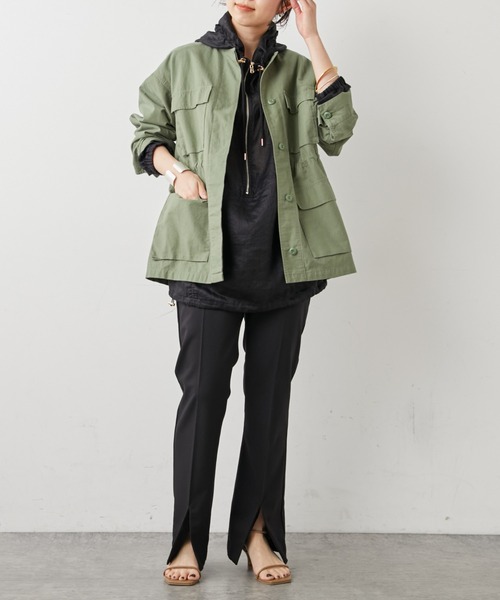 Omekashi（オメカシ）の「シアーリネンアノラックパーカー（マウンテンパーカー・レディース・ホワイト/ブラック・FREE）」の15枚目の写真