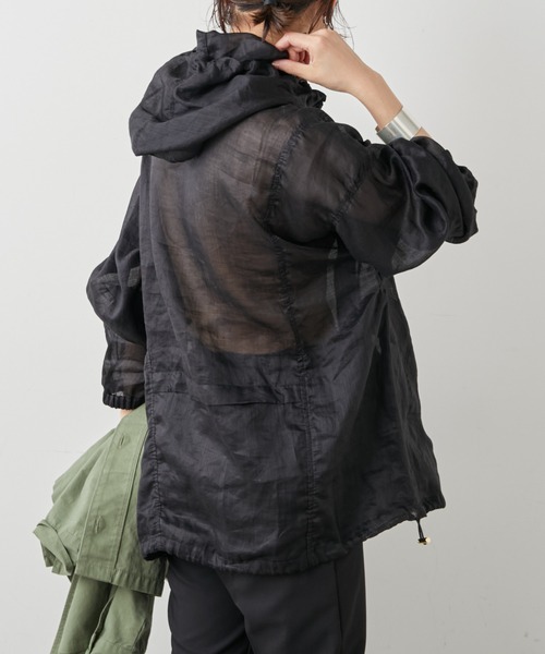 Omekashi（オメカシ）の「シアーリネンアノラックパーカー（マウンテンパーカー・レディース・ホワイト/ブラック・FREE）」の8枚目の写真