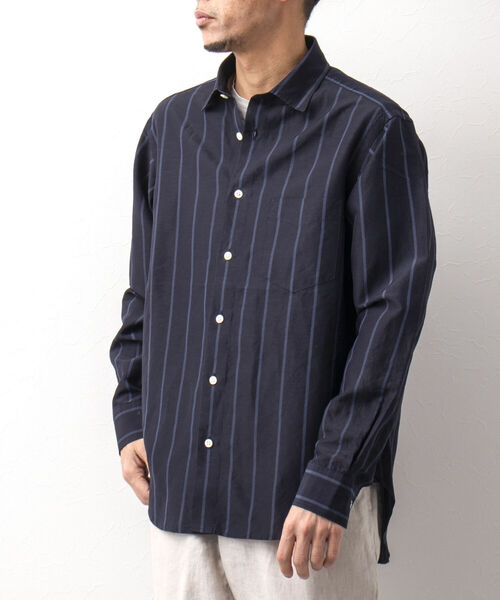 NOLLEY'S goodman(ノーリーズグッドマン)の「リネンブレンド ビッグシルエット シャツ(シャツ/ブラウス・メンズ・ブラック/ブラウン/ベージュ/ブルー系その他7・M/L)」の4枚目の写真