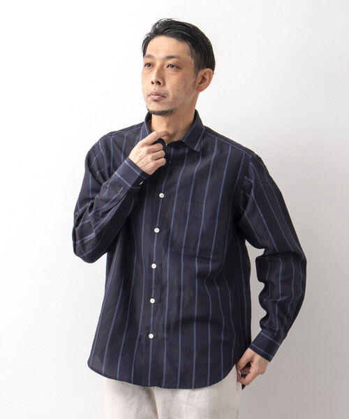 NOLLEY'S goodman(ノーリーズグッドマン)の「リネンブレンド ビッグシルエット シャツ(シャツ/ブラウス・メンズ・ブラック/ブラウン/ベージュ/ブルー系その他7・M/L)」の5枚目の写真