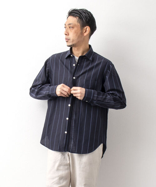 NOLLEY'S goodman(ノーリーズグッドマン)の「リネンブレンド ビッグシルエット シャツ(シャツ/ブラウス・メンズ・ブラック/ブラウン/ベージュ/ブルー系その他7・M/L)」の6枚目の写真