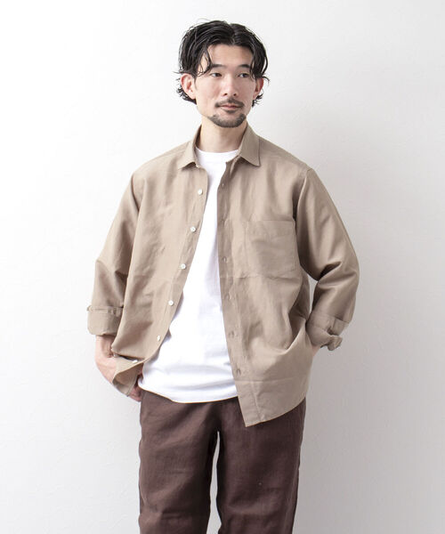 NOLLEY'S goodman(ノーリーズグッドマン)の「リネンブレンド ビッグシルエット シャツ(シャツ/ブラウス・メンズ・ブラック/ブラウン/ベージュ/ブルー系その他7・M/L)」の9枚目の写真