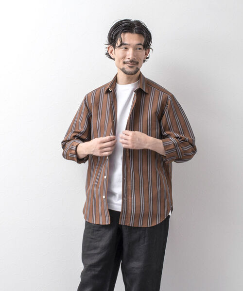 NOLLEY'S goodman(ノーリーズグッドマン)の「リネンブレンド ビッグシルエット シャツ(シャツ/ブラウス・メンズ・ブラック/ブラウン/ベージュ/ブルー系その他7・M/L)」の16枚目の写真