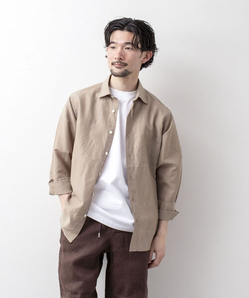 NOLLEY'S goodman(ノーリーズグッドマン)の「リネンブレンド ビッグシルエット シャツ(シャツ/ブラウス・メンズ・ブラック/ブラウン/ベージュ/ブルー系その他7・M/L)」の3枚目の写真
