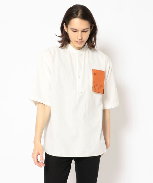 KATO`(カトー)の「KATO`/カトー シャンブレーバンドカラープルオーバーシャツ(シャツ/ブラウス・メンズ・ホワイト/インディゴブルー・SMALL/MEDIUM/LARGE)」の2枚目の写真