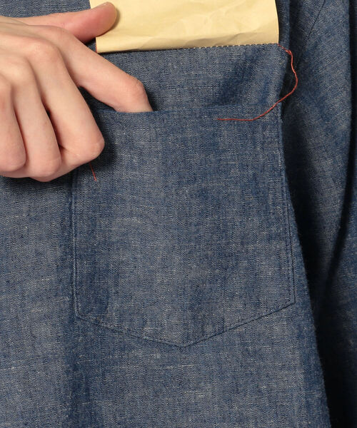 KATO`(カトー)の「KATO`/カトー シャンブレーバンドカラープルオーバーシャツ(シャツ/ブラウス・メンズ・ホワイト/インディゴブルー・SMALL/MEDIUM/LARGE)」の6枚目の写真