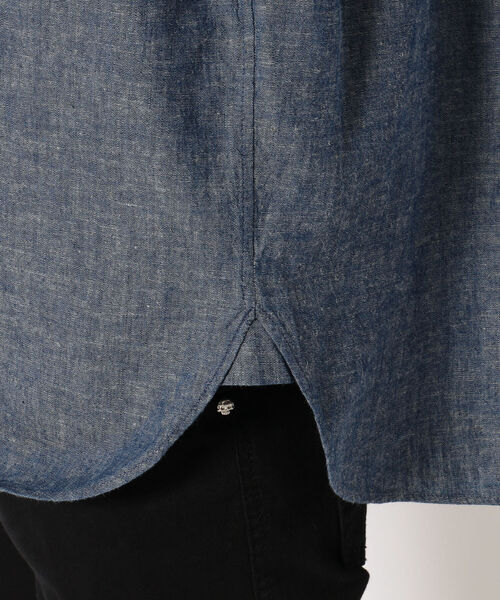 KATO`(カトー)の「KATO`/カトー シャンブレーバンドカラープルオーバーシャツ(シャツ/ブラウス・メンズ・ホワイト/インディゴブルー・SMALL/MEDIUM/LARGE)」の10枚目の写真