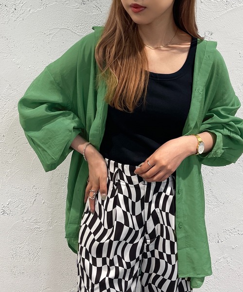 apres jour mignon(アプレジュールミニョン)の「カラーシアーシャツ【ZOZOTOWN限定アイテム】(シャツ/ブラウス・レディース・ピンク/イエロー/オレンジ/グリーン・X-LARGE/フリー)」の18枚目の写真