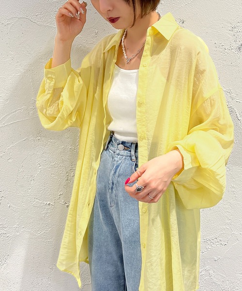 apres jour mignon(アプレジュールミニョン)の「カラーシアーシャツ【ZOZOTOWN限定アイテム】(シャツ/ブラウス・レディース・ピンク/イエロー/オレンジ/グリーン・X-LARGE/フリー)」の19枚目の写真
