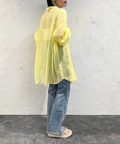 apres jour mignon(アプレジュールミニョン)の「カラーシアーシャツ【ZOZOTOWN限定アイテム】(シャツ/ブラウス・レディース・ピンク/イエロー/オレンジ/グリーン・X-LARGE/フリー)」の9枚目の写真