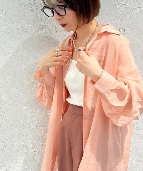 apres jour mignon(アプレジュールミニョン)の「カラーシアーシャツ【ZOZOTOWN限定アイテム】(シャツ/ブラウス・レディース・ピンク/イエロー/オレンジ/グリーン・X-LARGE/フリー)」の12枚目の写真