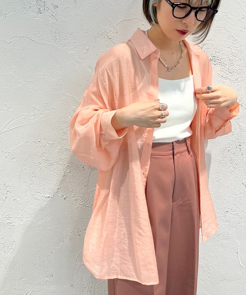 apres jour mignon(アプレジュールミニョン)の「カラーシアーシャツ【ZOZOTOWN限定アイテム】(シャツ/ブラウス・レディース・ピンク/イエロー/オレンジ/グリーン・X-LARGE/フリー)」の16枚目の写真
