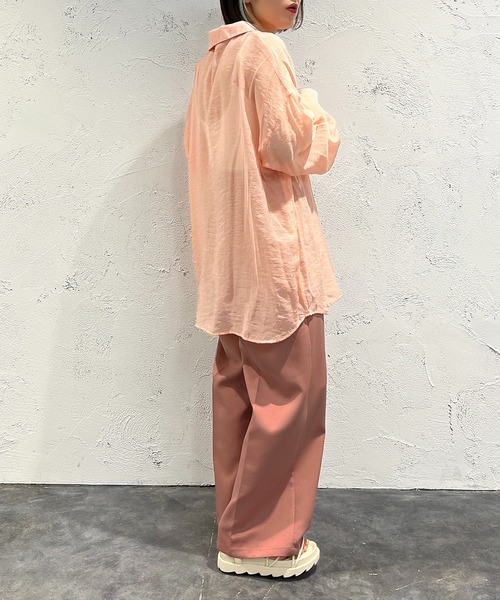 apres jour mignon(アプレジュールミニョン)の「カラーシアーシャツ【ZOZOTOWN限定アイテム】(シャツ/ブラウス・レディース・ピンク/イエロー/オレンジ/グリーン・X-LARGE/フリー)」の7枚目の写真