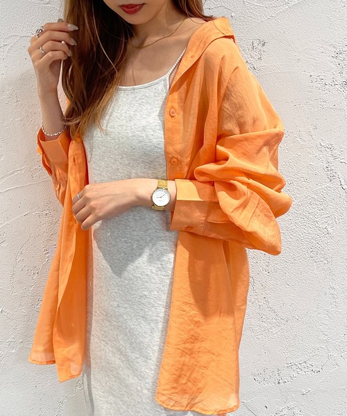 apres jour mignon(アプレジュールミニョン)の「カラーシアーシャツ【ZOZOTOWN限定アイテム】(シャツ/ブラウス・レディース・ピンク/イエロー/オレンジ/グリーン・X-LARGE/フリー)」の13枚目の写真