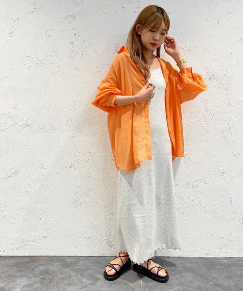 apres jour mignon(アプレジュールミニョン)の「カラーシアーシャツ【ZOZOTOWN限定アイテム】(シャツ/ブラウス・レディース・ピンク/イエロー/オレンジ/グリーン・X-LARGE/フリー)」の17枚目の写真