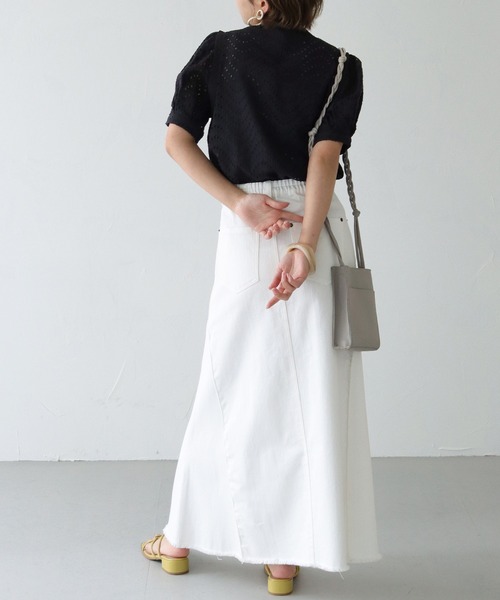 HER CLOSET（ハークローゼット）の「【shemoshelly】五分袖カットレースボリュームスリーブブラウス（シャツ/ブラウス・レディース・オフホワイト/ブラック/グレイッシュベージュ・M）」の20枚目の写真