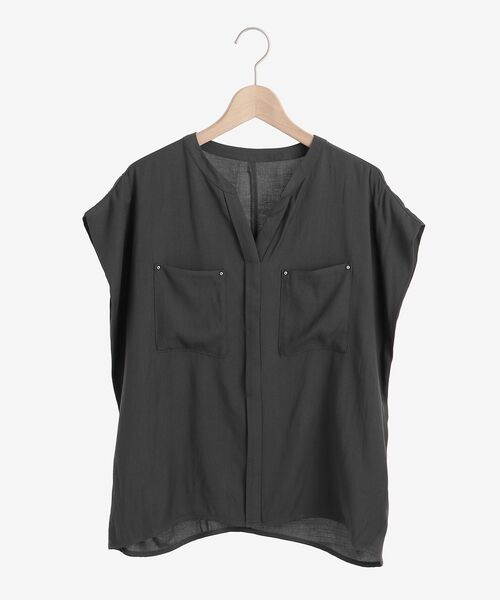 le.coeur blanc(ルクールブラン)の「リネンライクバックタックブラウス(シャツ/ブラウス・レディース・パープル/ダークグレー/モカ/グリーン・38)」の22枚目の写真