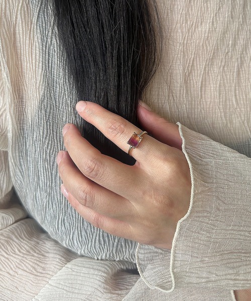 JewCas（ジュアキャス）の「JewCas シンプル/カラー/ストーン/リング [JC4151]（リング・レディース・ベージュ/ブルー/ダークブルー/クリアグリーン/パープル/レッド・FREE）」の5枚目の写真