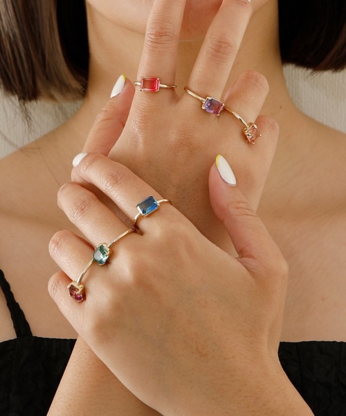 JewCas（ジュアキャス）の「JewCas シンプル/カラー/ストーン/リング [JC4151]（リング・レディース・ベージュ/ブルー/ダークブルー/クリアグリーン/パープル/レッド・FREE）」の4枚目の写真