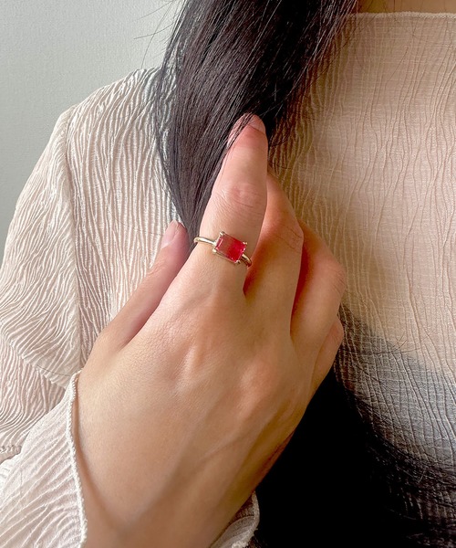 JewCas（ジュアキャス）の「JewCas シンプル/カラー/ストーン/リング [JC4151]（リング・レディース・ベージュ/ブルー/ダークブルー/クリアグリーン/パープル/レッド・FREE）」の6枚目の写真