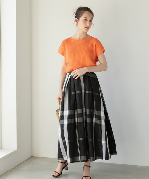 fifth（フィフス）の「チェックロングフレアスカート（スカート・レディース・ホワイト/ブラック/ネイビー・M/SS）」の6枚目の写真