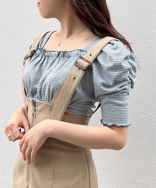 TORTE（トルテ）の「バックレースアップギャザートップス（Tシャツ/カットソー・レディース・ライトブルー/ブラック/ブラック系その他/ブルー系その他・FREE）」の6枚目の写真