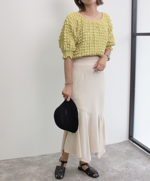 MLI'A（エムリア）の「2WAYぽこぽこトップス（Tシャツ/カットソー・レディース・イエロー系その他/ブラック/オフホワイト・M）」の18枚目の写真