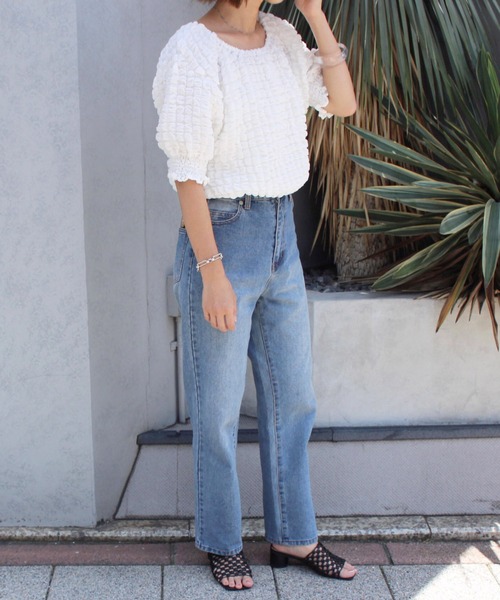 MLI'A（エムリア）の「2WAYぽこぽこトップス（Tシャツ/カットソー・レディース・イエロー系その他/ブラック/オフホワイト・M）」の4枚目の写真