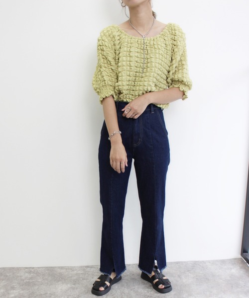 MLI'A（エムリア）の「2WAYぽこぽこトップス（Tシャツ/カットソー・レディース・イエロー系その他/ブラック/オフホワイト・M）」の16枚目の写真